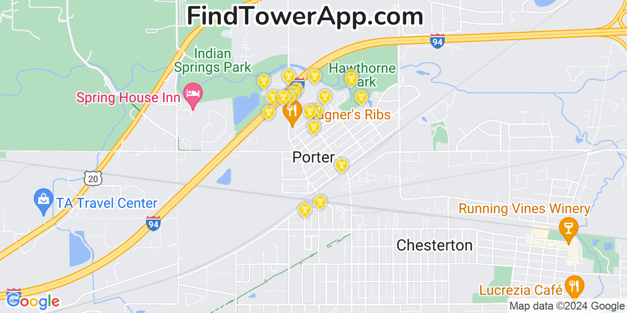 T-Mobile 4G/5G cell tower coverage map Porter, Indiana