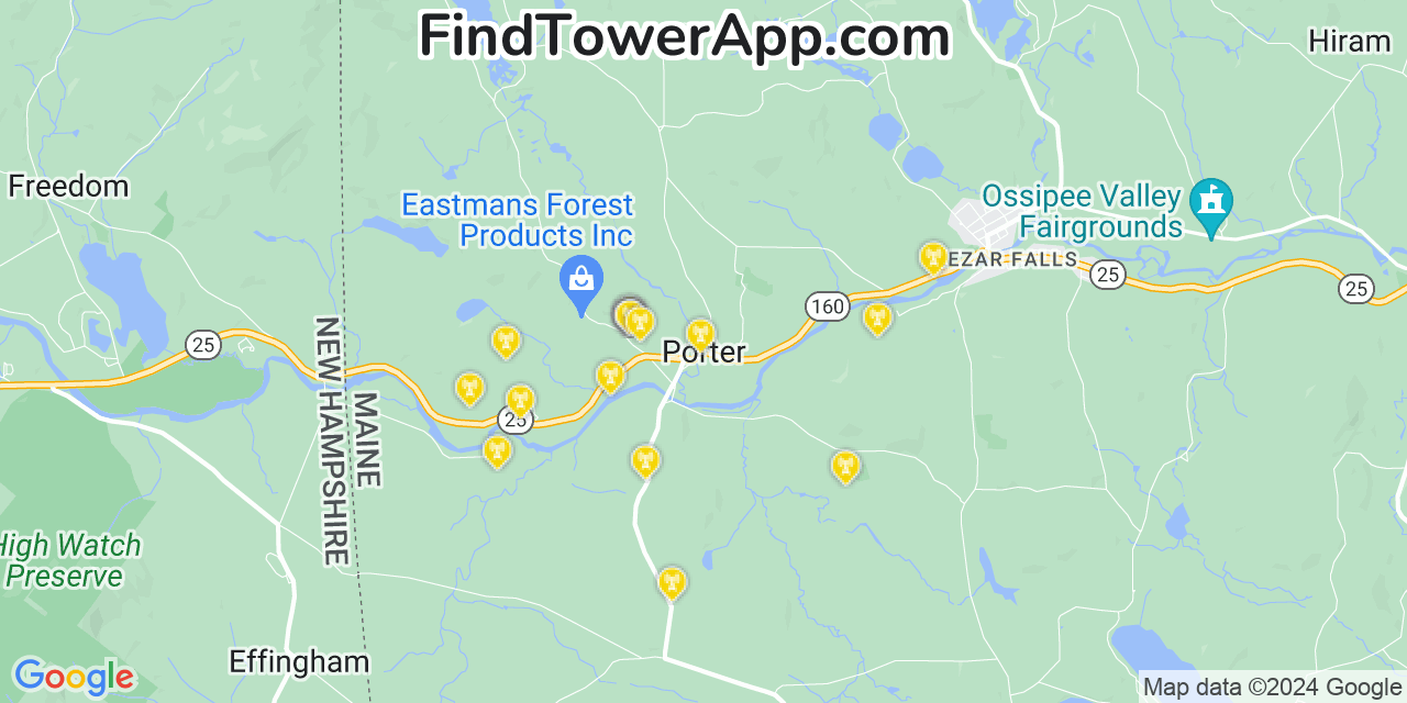 AT&T 4G/5G cell tower coverage map Porter, Maine