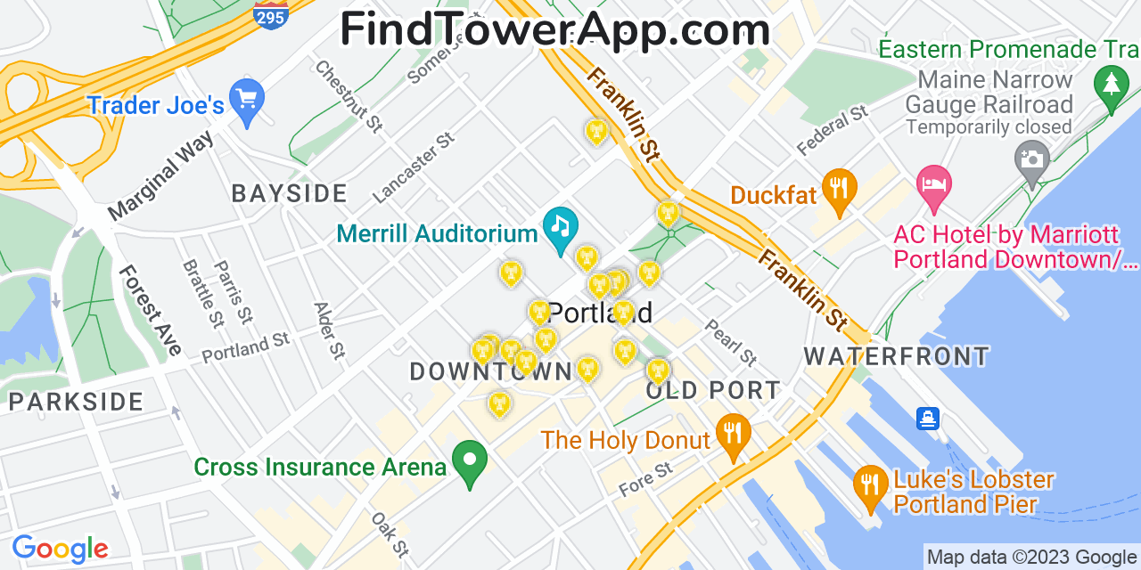 AT&T 4G/5G cell tower coverage map Portland, Maine