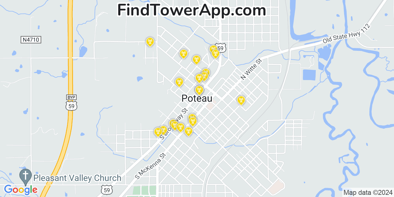 AT&T 4G/5G cell tower coverage map Poteau, Oklahoma