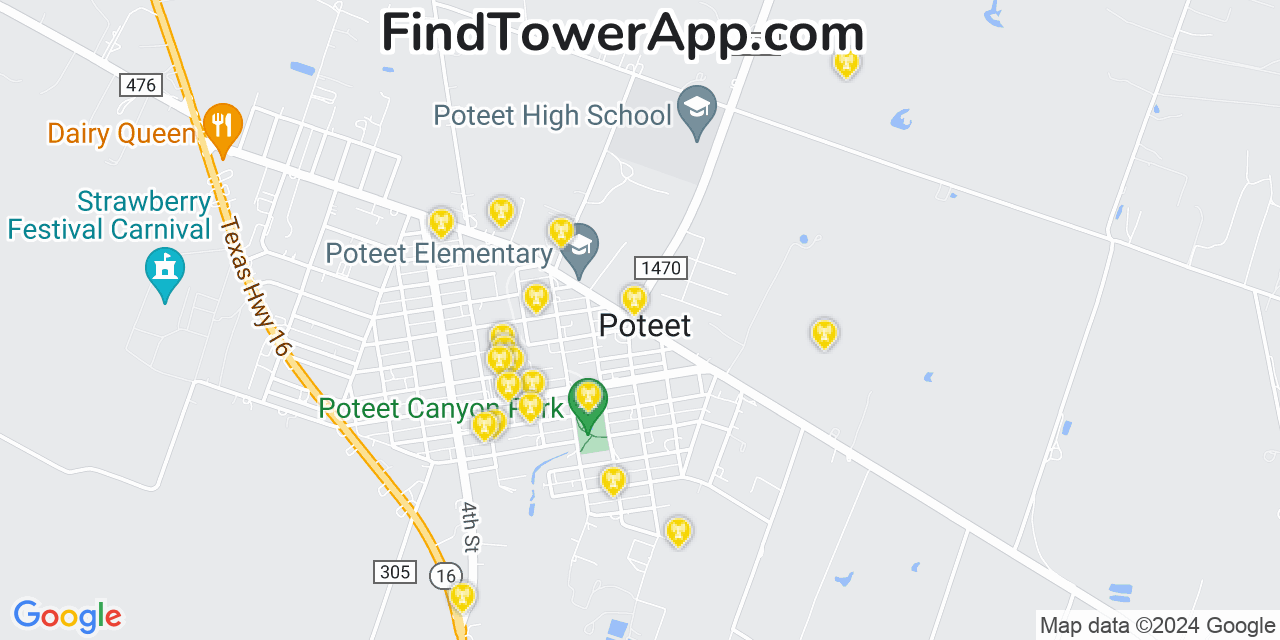 T-Mobile 4G/5G cell tower coverage map Poteet, Texas