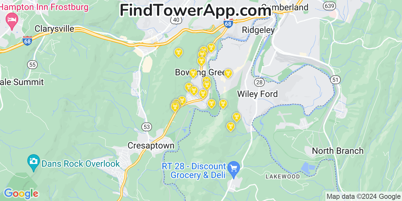 T-Mobile 4G/5G cell tower coverage map Potomac Park, Maryland