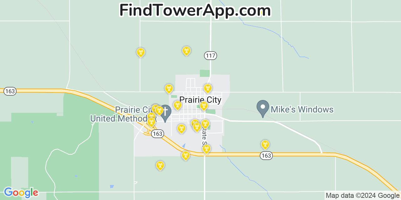 AT&T 4G/5G cell tower coverage map Prairie City, Iowa