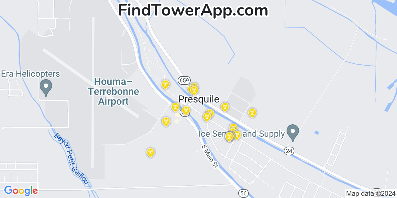 T-Mobile 4G/5G cell tower coverage map Presquille, Louisiana