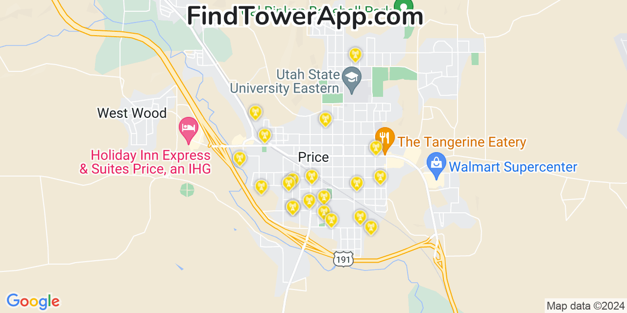 Verizon 4G/5G cell tower coverage map Price, Utah