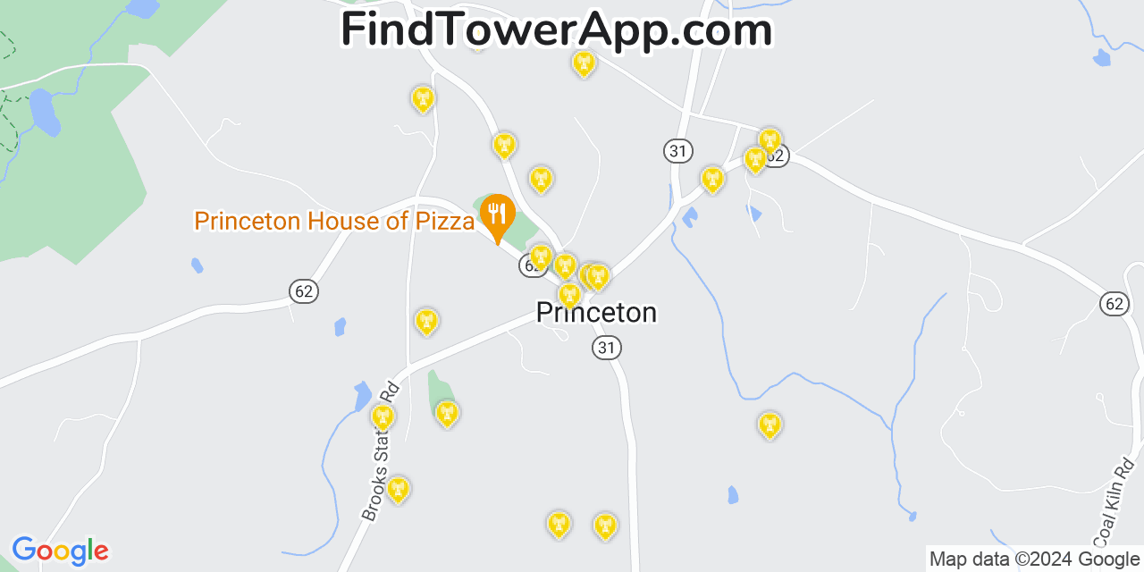 AT&T 4G/5G cell tower coverage map Princeton, Massachusetts