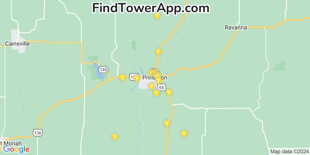 AT&T 4G/5G cell tower coverage map Princeton, Missouri