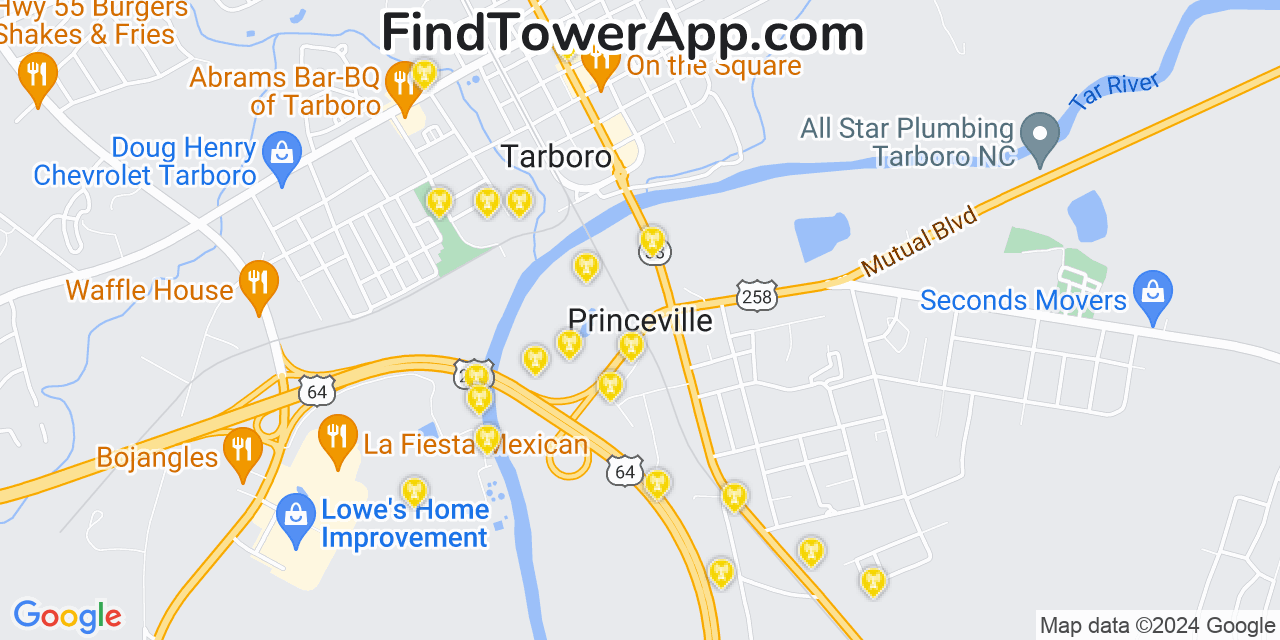 T-Mobile 4G/5G cell tower coverage map Princeville, North Carolina