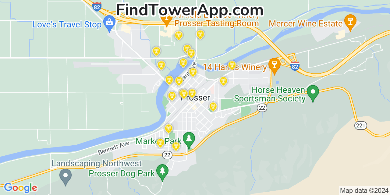 T-Mobile 4G/5G cell tower coverage map Prosser, Washington