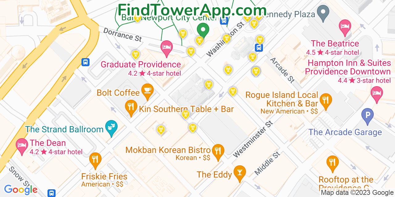AT&T 4G/5G cell tower coverage map Providence, Rhode Island