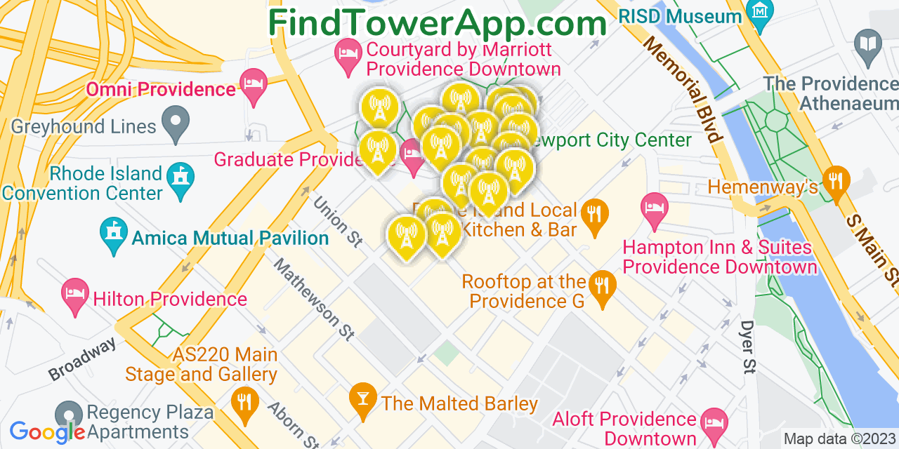 Verizon 4G/5G cell tower coverage map Providence, Rhode Island
