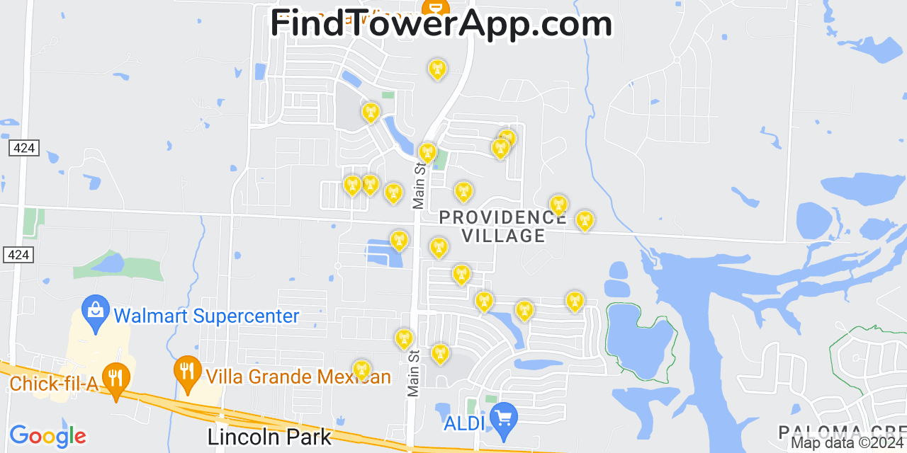 AT&T 4G/5G cell tower coverage map Providence, Texas