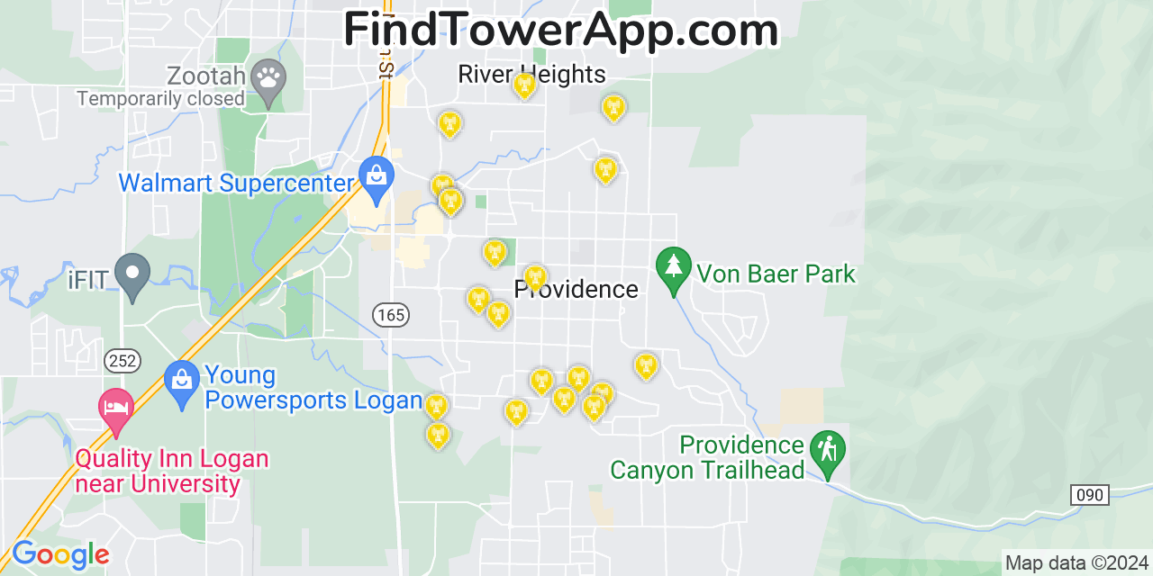 AT&T 4G/5G cell tower coverage map Providence, Utah