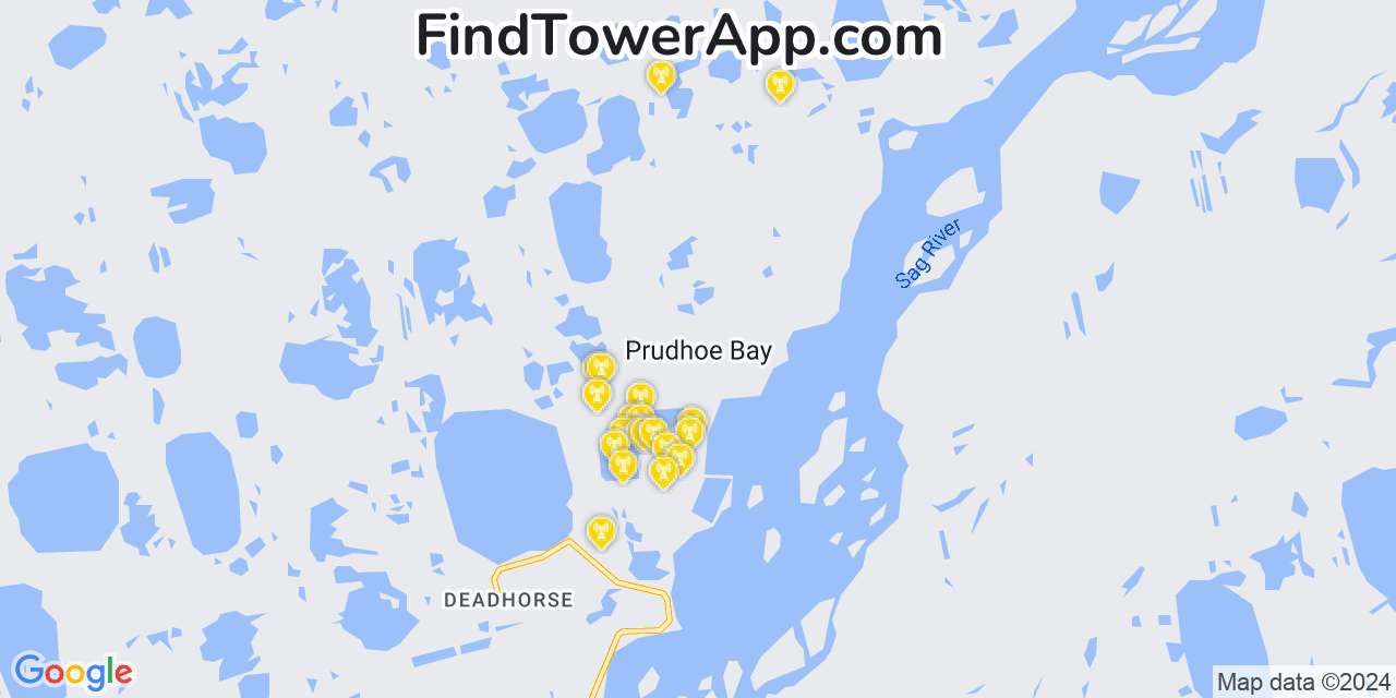 AT&T 4G/5G cell tower coverage map Prudhoe Bay, Alaska