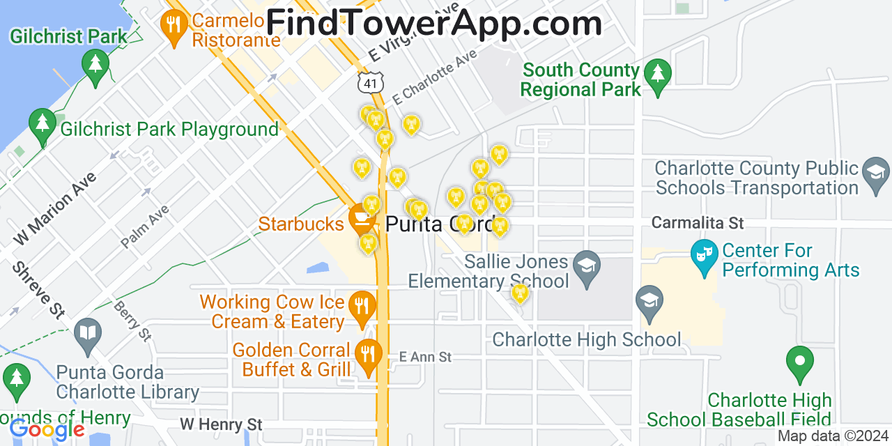T-Mobile 4G/5G cell tower coverage map Punta Gorda, Florida