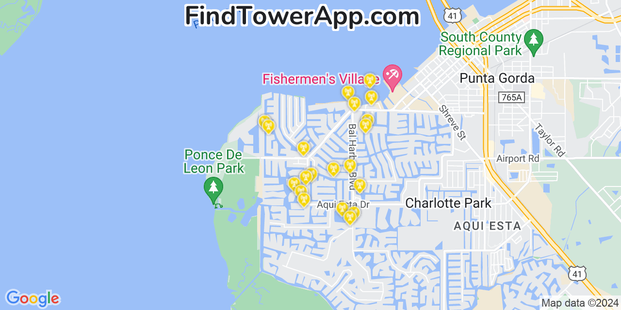 Verizon 4G/5G cell tower coverage map Punta Gorda Isles, Florida
