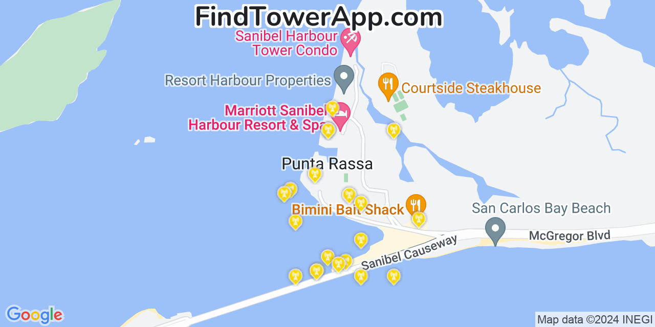 Verizon 4G/5G cell tower coverage map Punta Rassa, Florida