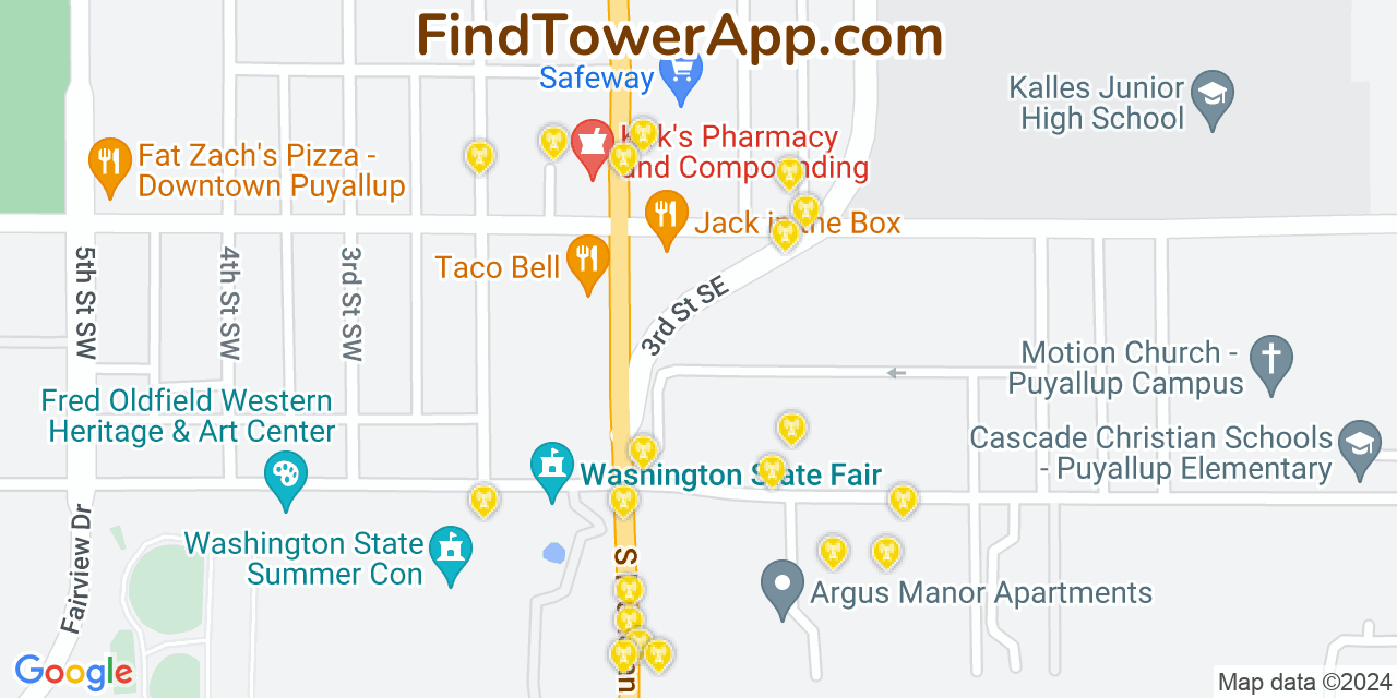 T-Mobile 4G/5G cell tower coverage map Puyallup, Washington