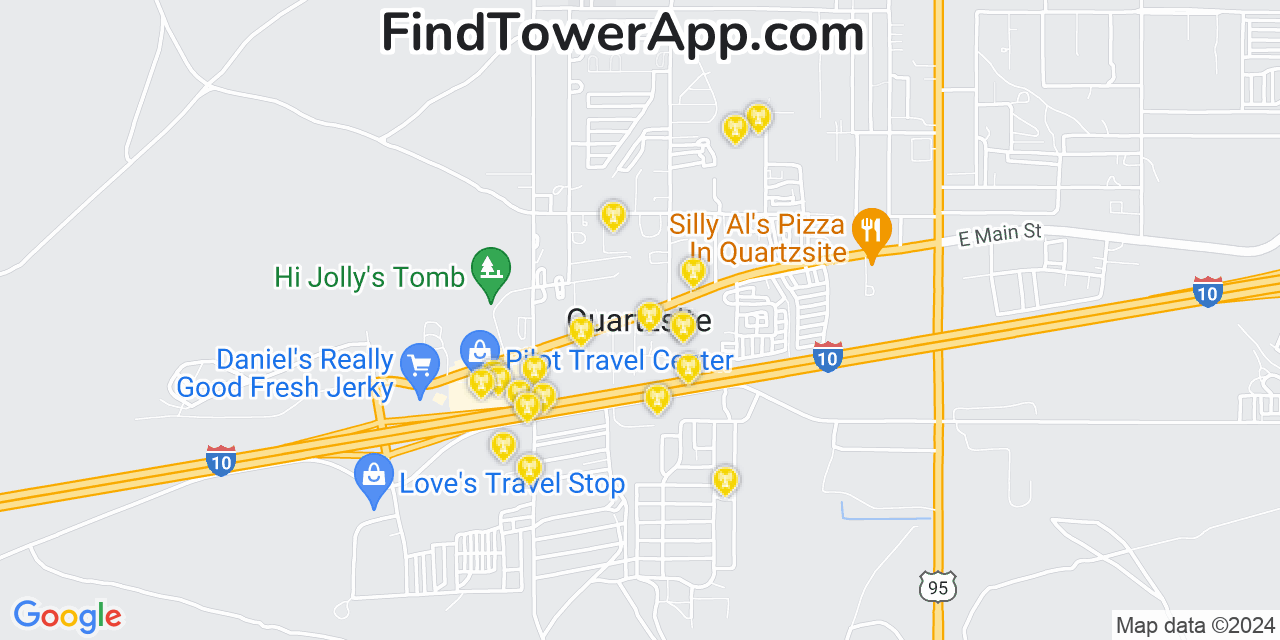 AT&T 4G/5G cell tower coverage map Quartzsite, Arizona