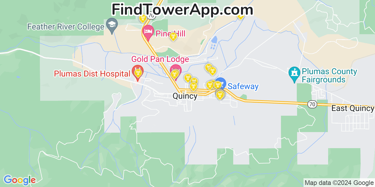 AT&T 4G/5G cell tower coverage map Quincy, California