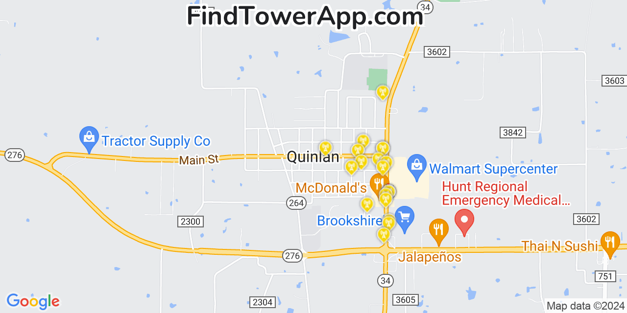 Verizon 4G/5G cell tower coverage map Quinlan, Texas