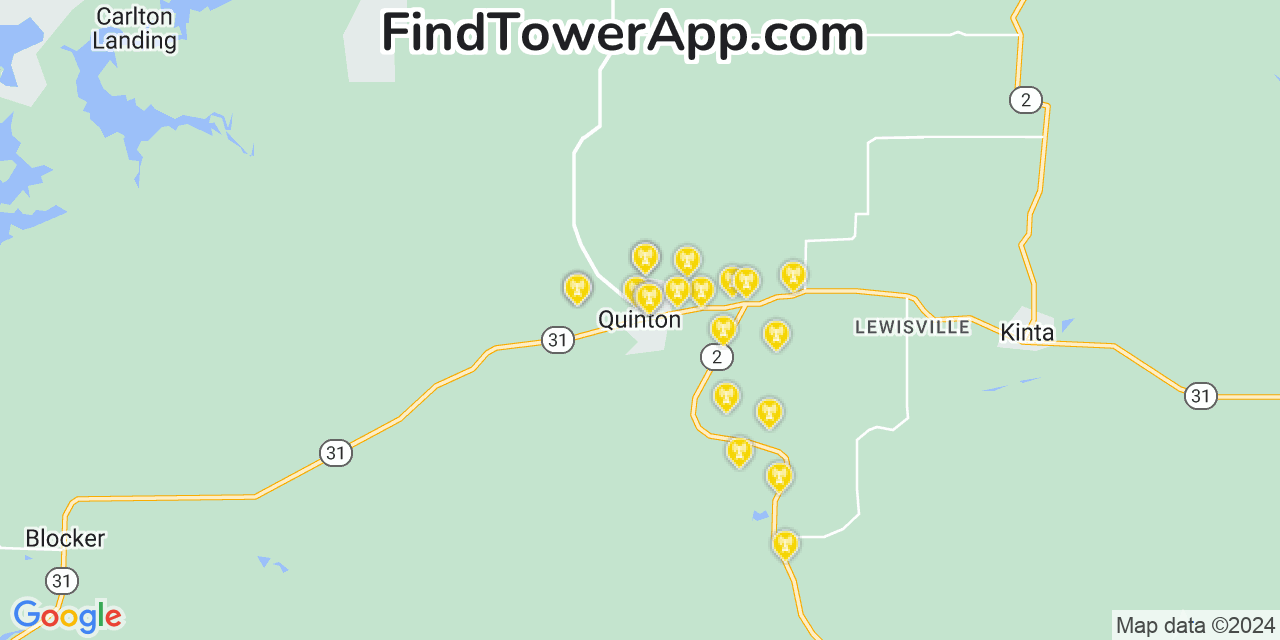T-Mobile 4G/5G cell tower coverage map Quinton, Oklahoma