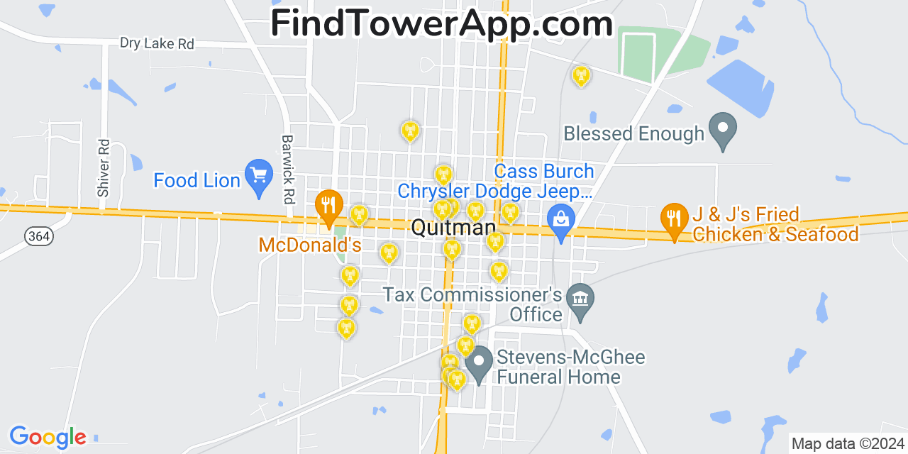 AT&T 4G/5G cell tower coverage map Quitman, Georgia