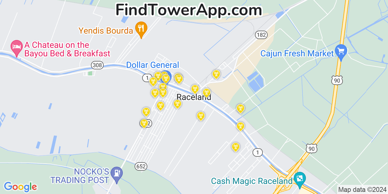 T-Mobile 4G/5G cell tower coverage map Raceland, Louisiana