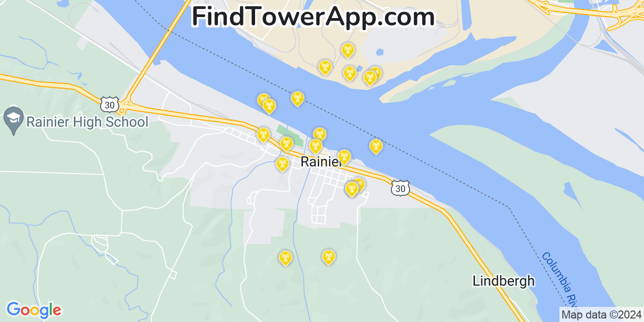 T-Mobile 4G/5G cell tower coverage map Rainier, Oregon