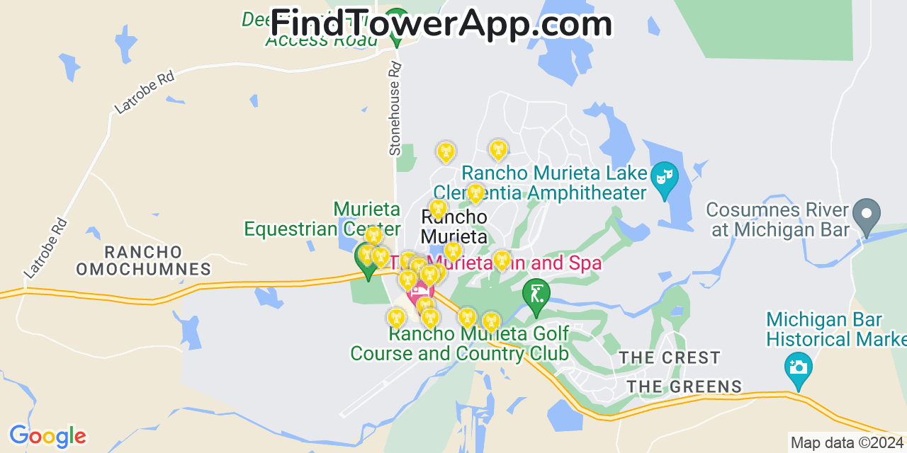 T-Mobile 4G/5G cell tower coverage map Rancho Murieta, California