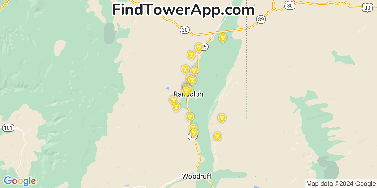 AT&T 4G/5G cell tower coverage map Randolph, Utah