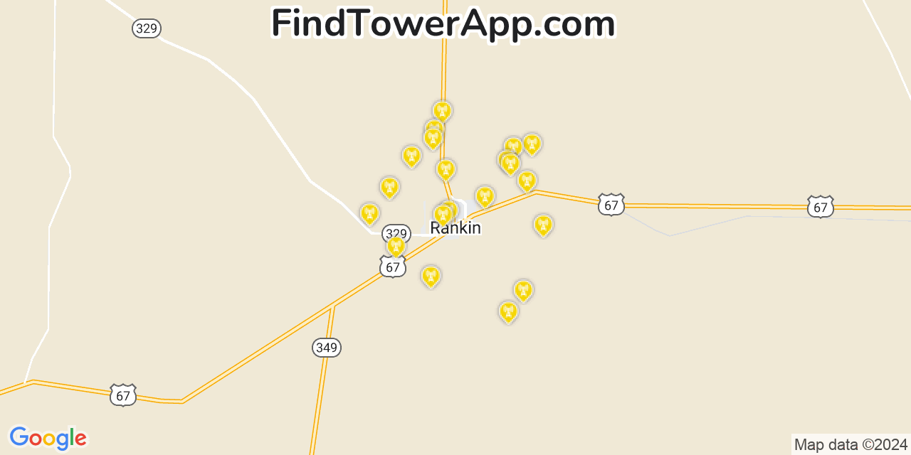 Verizon 4G/5G cell tower coverage map Rankin, Texas