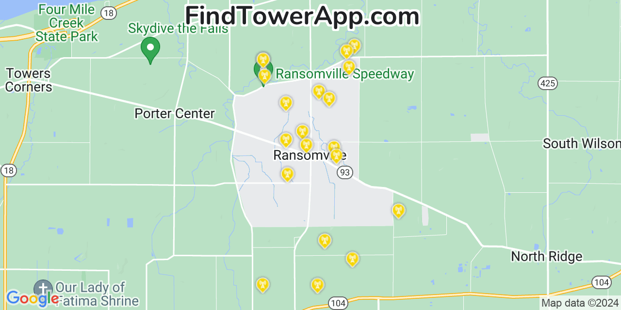 Verizon 4G/5G cell tower coverage map Ransomville, New York