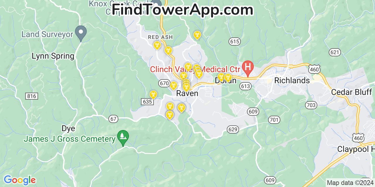 T-Mobile 4G/5G cell tower coverage map Raven, Virginia