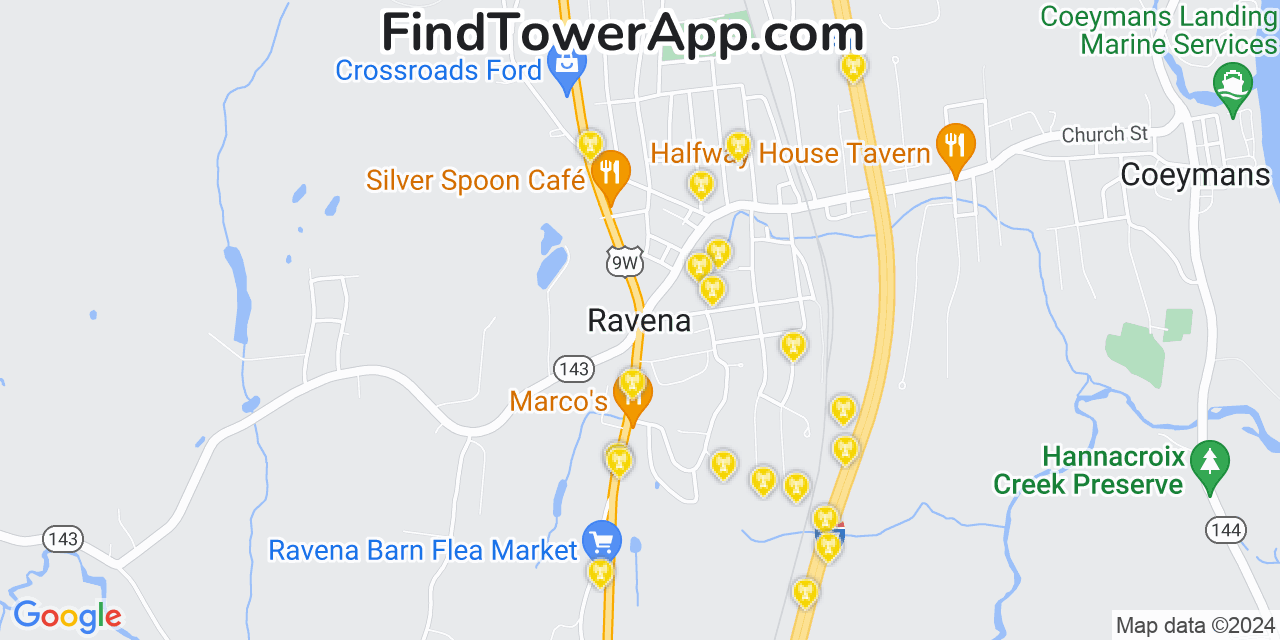Verizon 4G/5G cell tower coverage map Ravena, New York