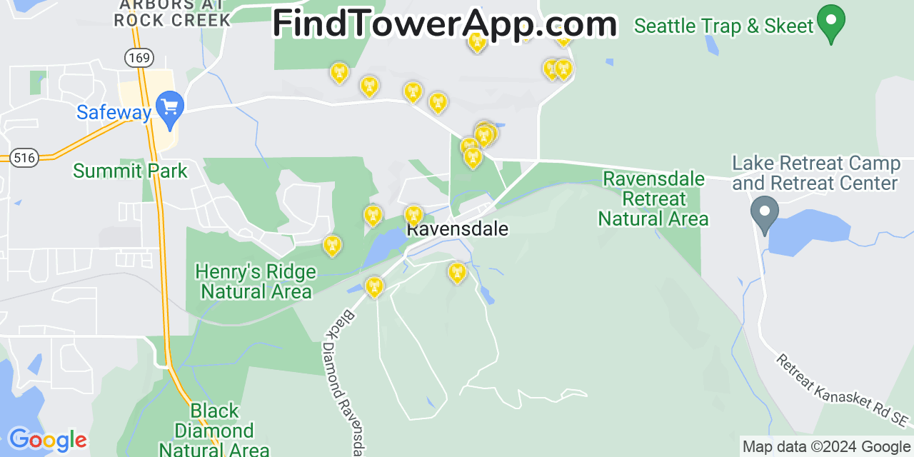 AT&T 4G/5G cell tower coverage map Ravensdale, Washington