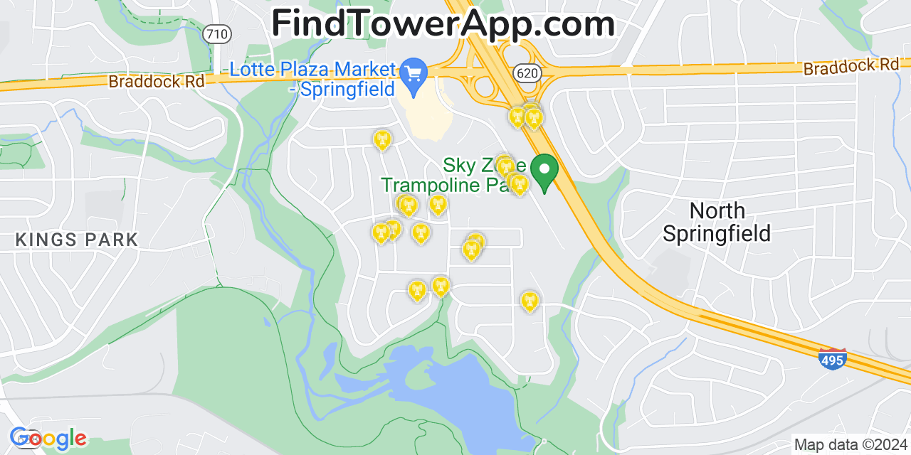 AT&T 4G/5G cell tower coverage map Ravensworth, Virginia