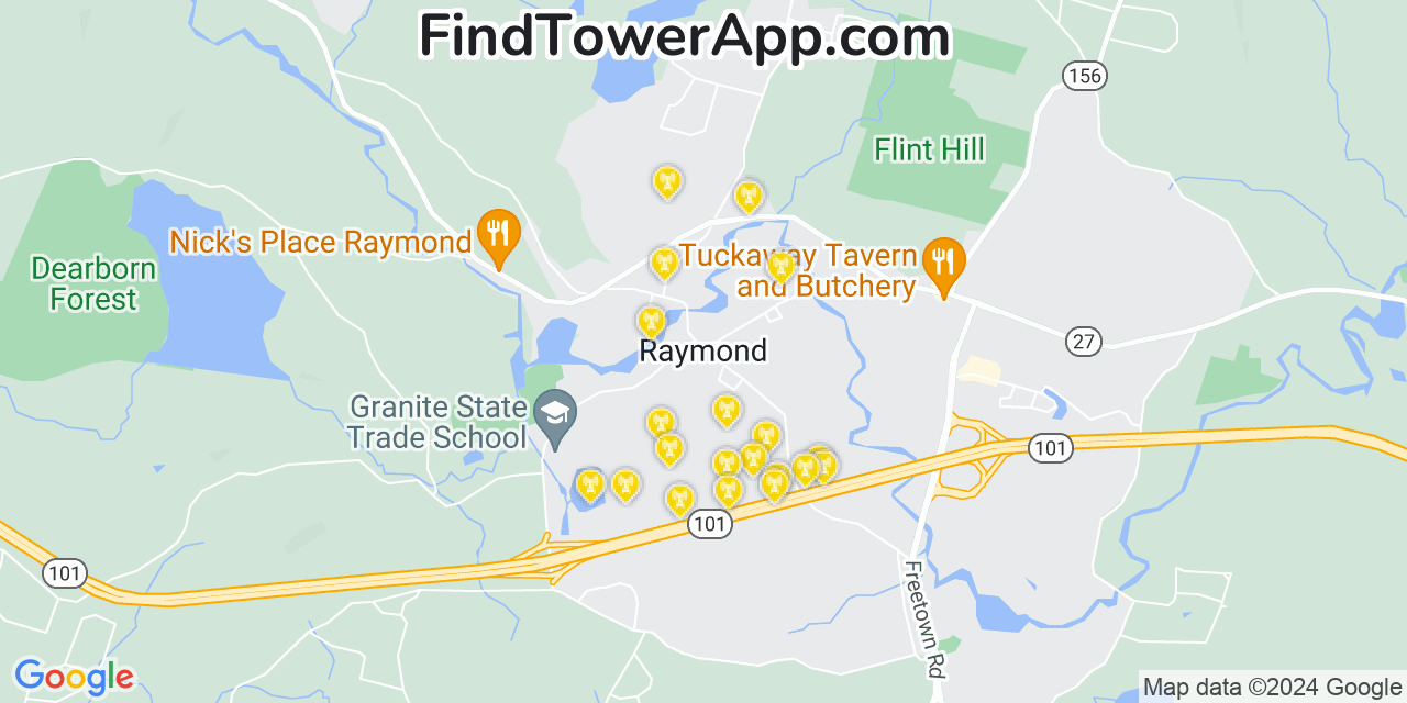 T-Mobile 4G/5G cell tower coverage map Raymond, New Hampshire