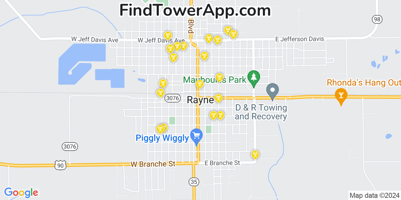 AT&T 4G/5G cell tower coverage map Rayne, Louisiana