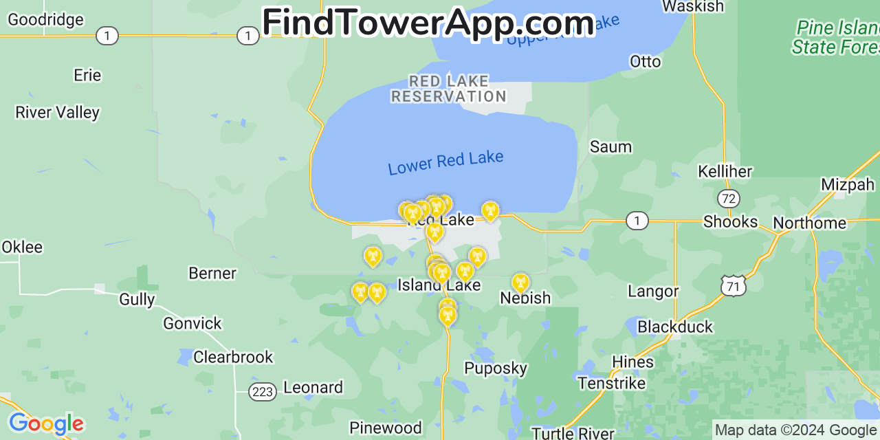 T-Mobile 4G/5G cell tower coverage map Red Lake, Minnesota