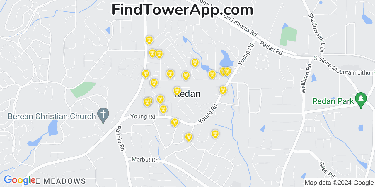 AT&T 4G/5G cell tower coverage map Redan, Georgia