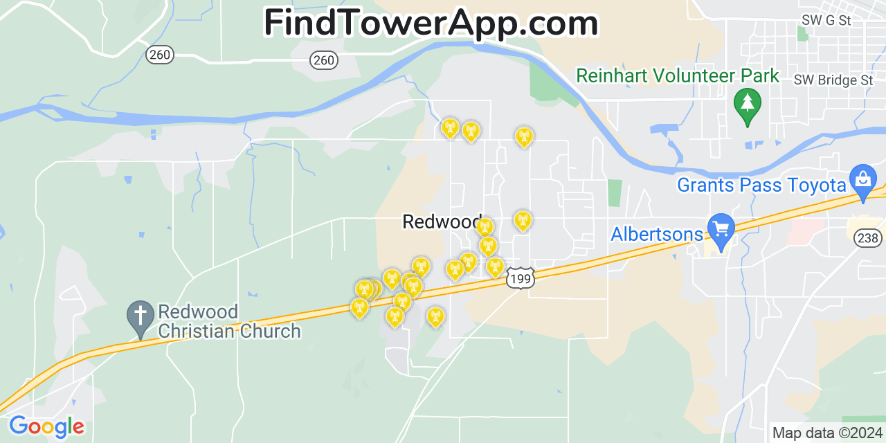 T-Mobile 4G/5G cell tower coverage map Redwood, Oregon