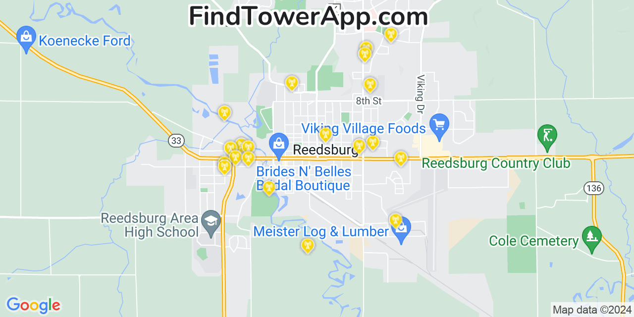 AT&T 4G/5G cell tower coverage map Reedsburg, Wisconsin