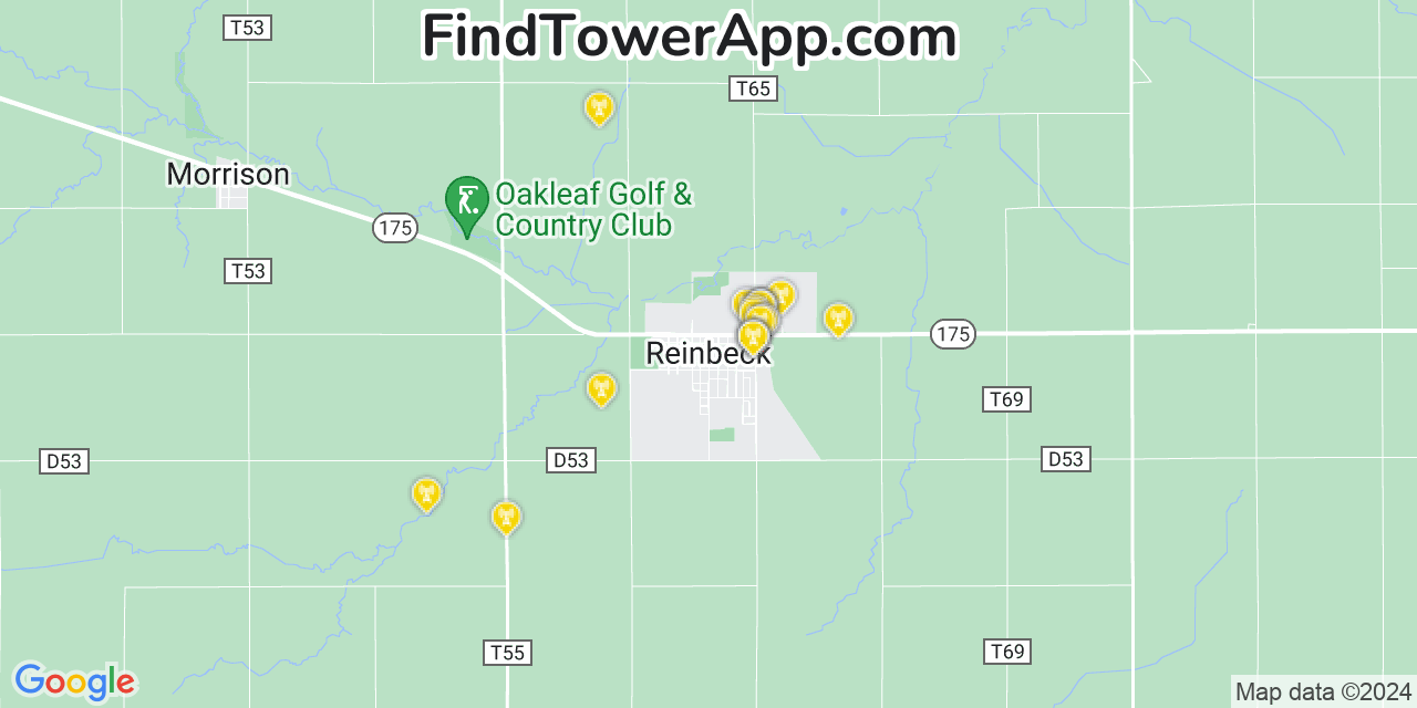 Verizon 4G/5G cell tower coverage map Reinbeck, Iowa