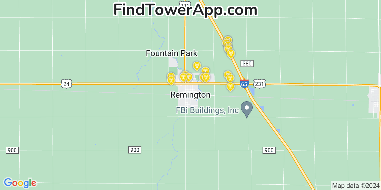 AT&T 4G/5G cell tower coverage map Remington, Indiana