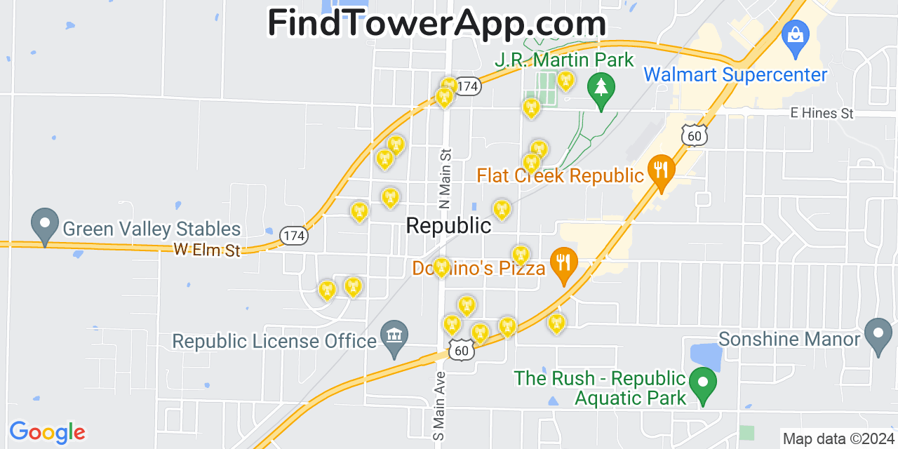AT&T 4G/5G cell tower coverage map Republic, Missouri