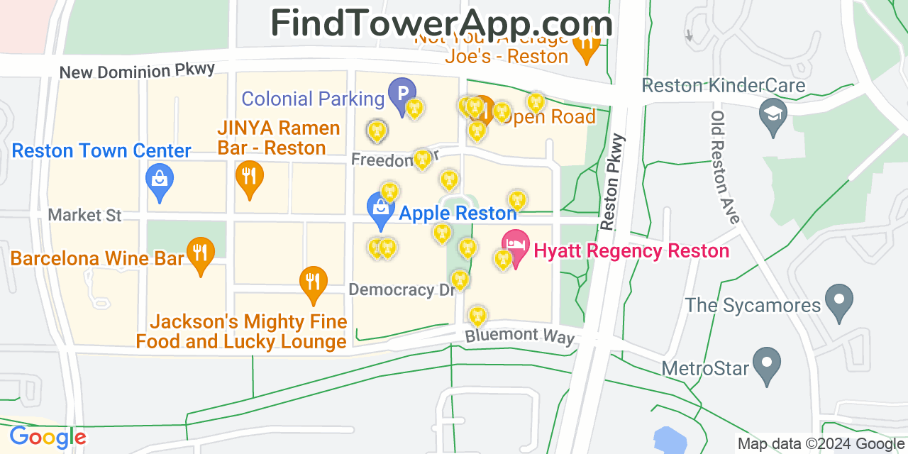 AT&T 4G/5G cell tower coverage map Reston, Virginia