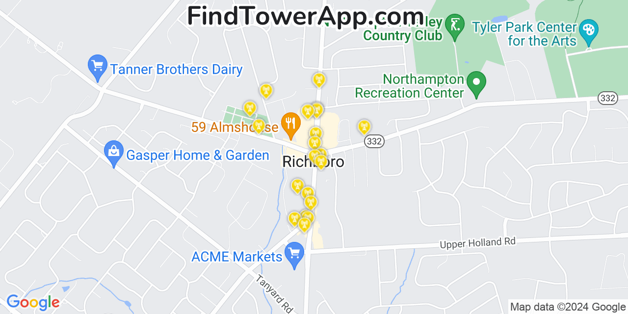 AT&T 4G/5G cell tower coverage map Richboro, Pennsylvania