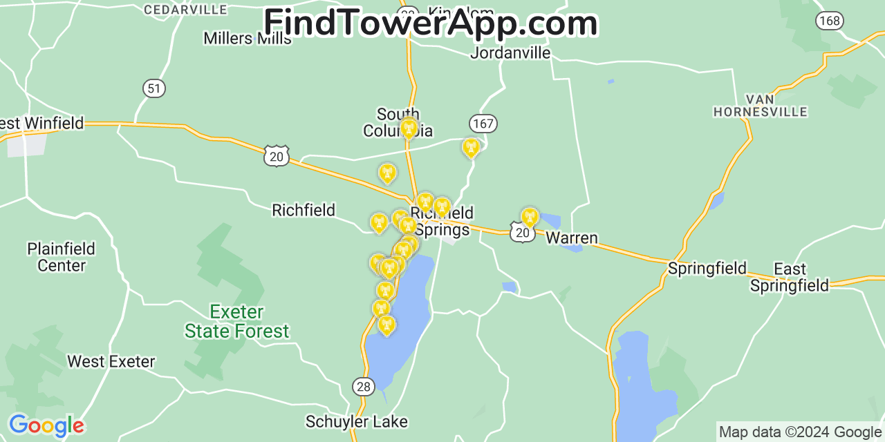 T-Mobile 4G/5G cell tower coverage map Richfield Springs, New York