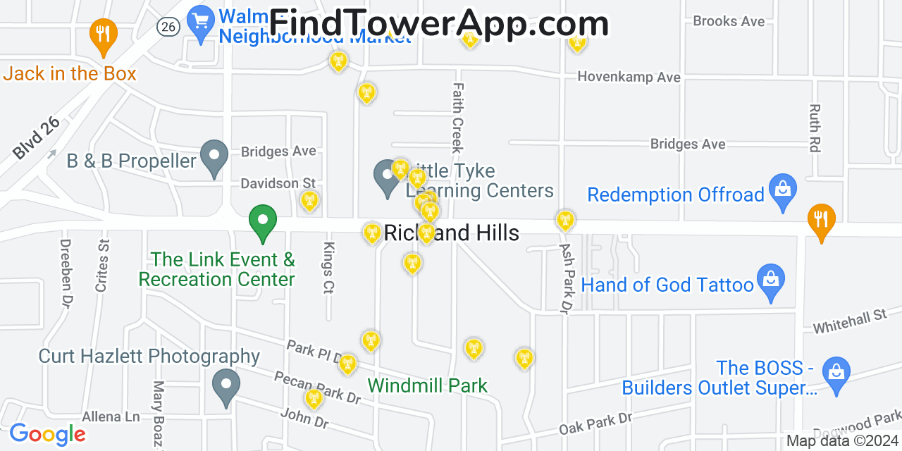 T-Mobile 4G/5G cell tower coverage map Richland Hills, Texas